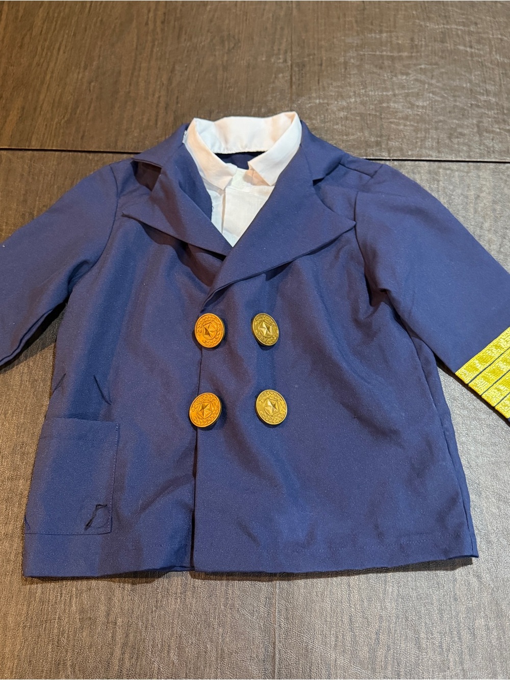 Melissa and Doug Kids Double-Breasted Navy Pilot Jacket with Gold Buttons Sz 3-5